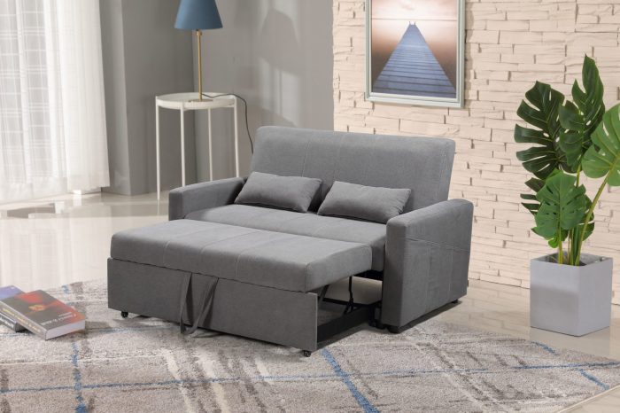 HS1009- Charcoal - Husky Furniture Transformer - convertible Sofa Bed - Loveseat