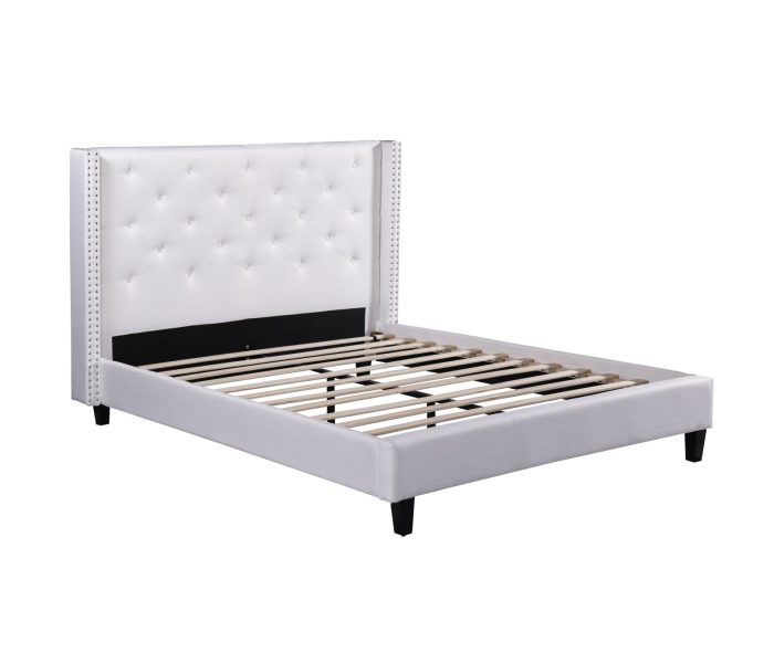 Husky Megan Queen Platform Bed White Fabric - Husky Furniture