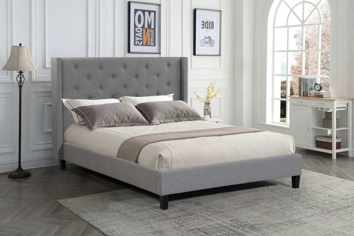 Queen Megan Bed- 007-Husky-Furniture- Queen and King- Grey-2