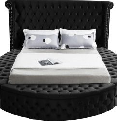 Alora Round Platform Bed with Storage Black Queen or King Husky Furniture