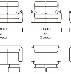 HR046 Husky Leo Reclining Sofa Set front dimentions