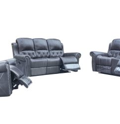 HR059-3PC (G12) Husky Furniture Hunter Reclining Sofa Set Gray