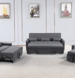 HS1009- Charcoal - Husky Furniture Transformer - convertible Sofa Bed - 3PC set