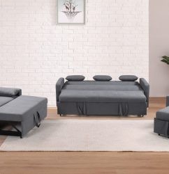 HS1009- Charcoal - Husky Furniture Transformer - convertible Sofa Bed - 3PC set