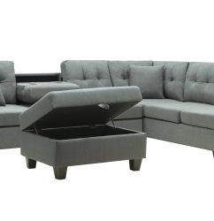 HS2300-Husky Furniture -Emma - Reversible Sectional -Sofa with Storage ottoman- Gray LH