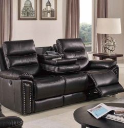 Jetson Recliner Sofa with drop down and USB console Blue Cool Gel memory foam seating HR050-2